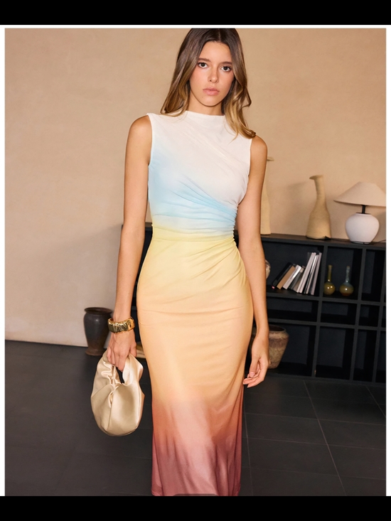 Commense Dresses & Skirts - Gradient Mesh Backless Maxi Dress.
